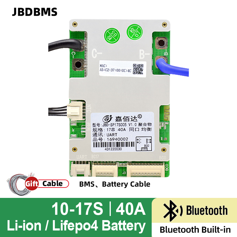 Smart Bms - JBD BMS 10S-17S 40A LiFePo4 Li-ion