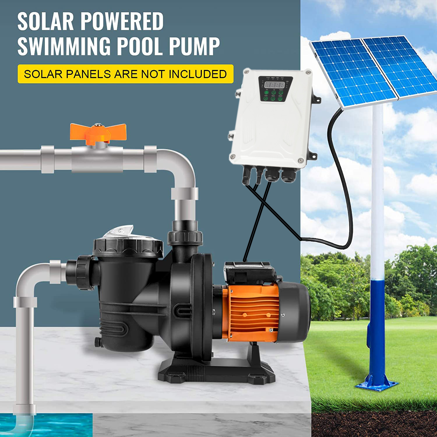 2HP 1500W Solar Pool Booster P - огляд і ціна Solar Pool Pump Kit